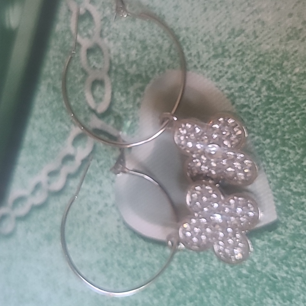 Elegant Silver Flower Hoop Earrings